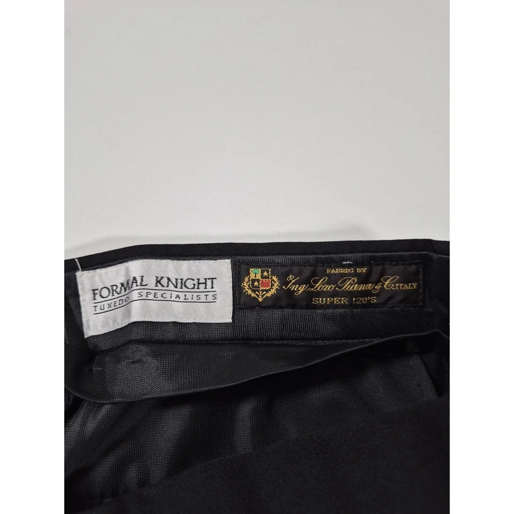 Loro Piana Formal Knight Suit Pants Mens 34x36 Black Wool Tuxedo Pleated